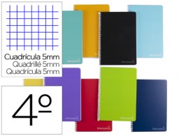 Cuaderno espiral Liderpapel Witty 4º tapa dura 80h 75g c/5mm. colores surtidos